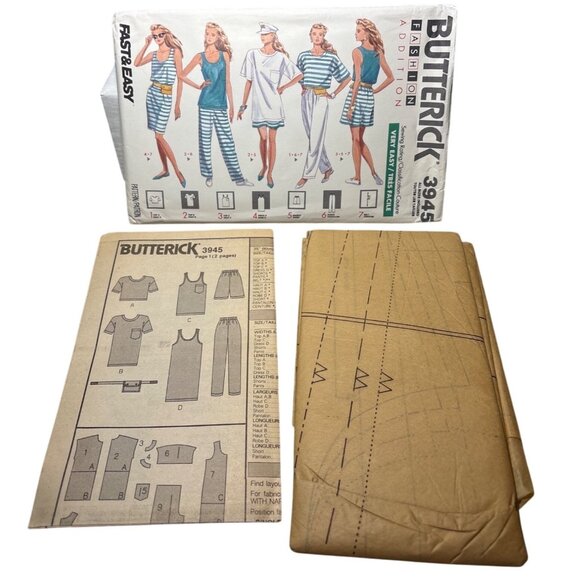 Butterick 3945 Sewing Pattern Misses Top Dress Shorts Pants & Belt All Sizes Unc - Picture 2 of 6
